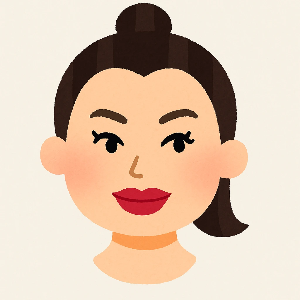 Edit the image in the style of Irasutoya, keeping it friendly and cartoonish with soft colors. Remove the tongue and give the character big lips, maintaining the overall Irasutoya style and feel. emoji
