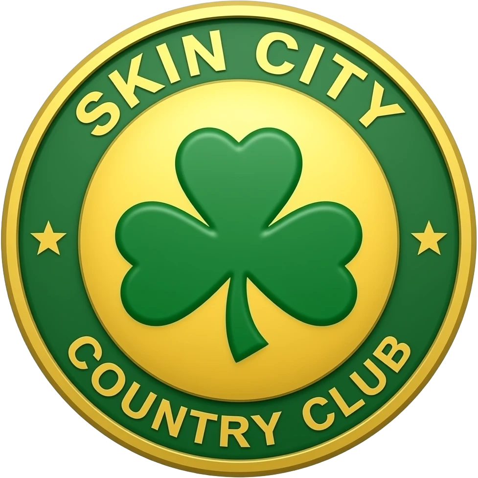 Green and yellow crest four leaf clover in the middle skin city country club emoji