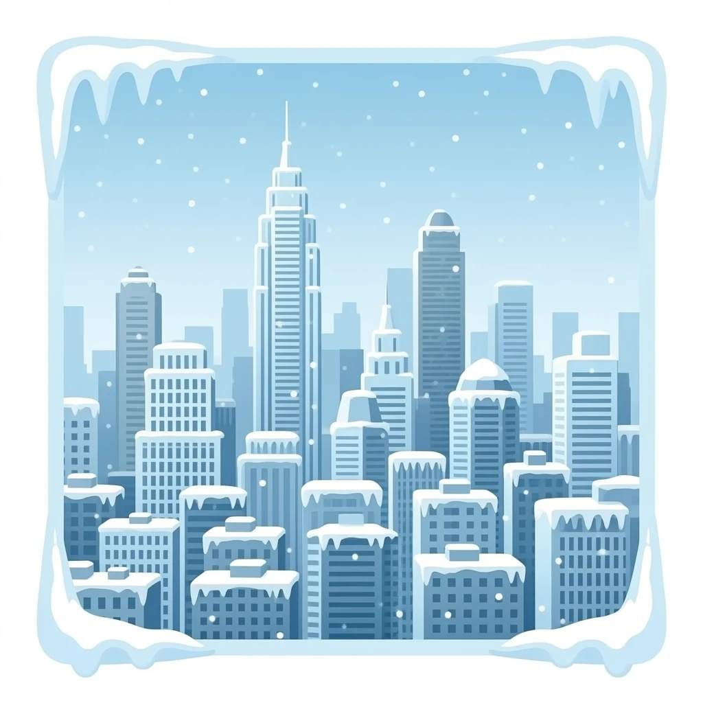 me puedes hacer una ciudad llena de hielo por todo los sitios emoji