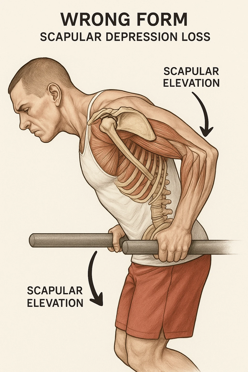 Errori nel dip, perdita la depressione scapolare, anatomico emoji