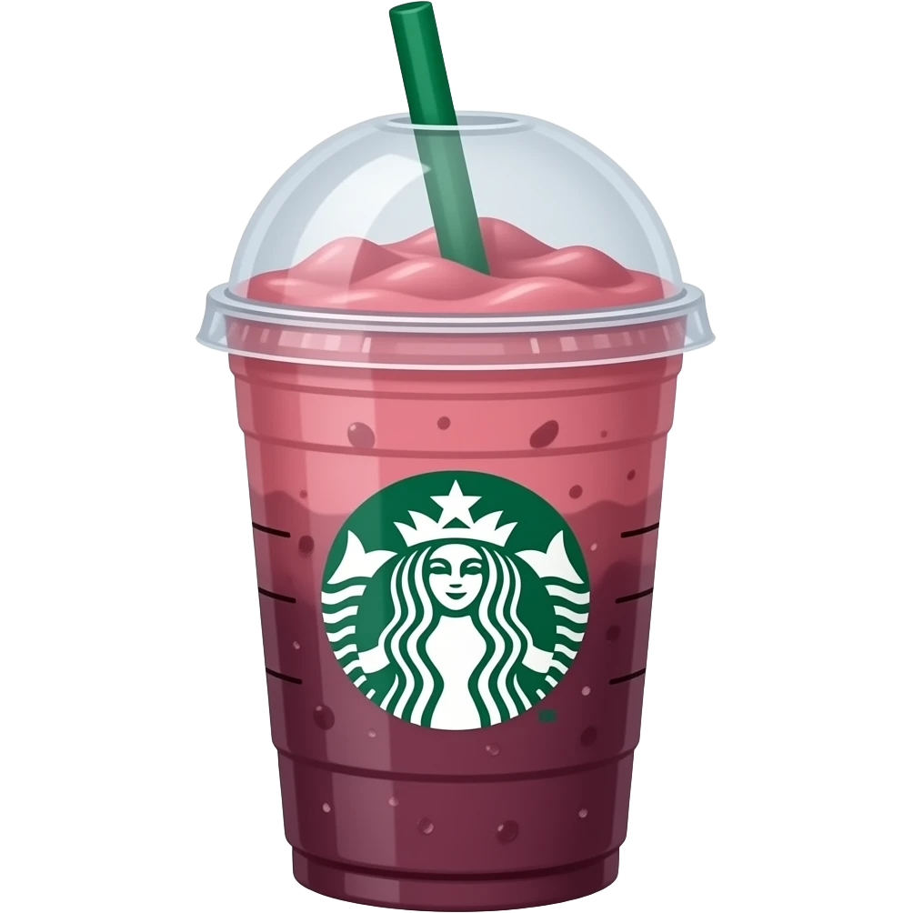 a strawberry açaí refresher from starbucks with the starbucks logo, a lid, and no straw emoji