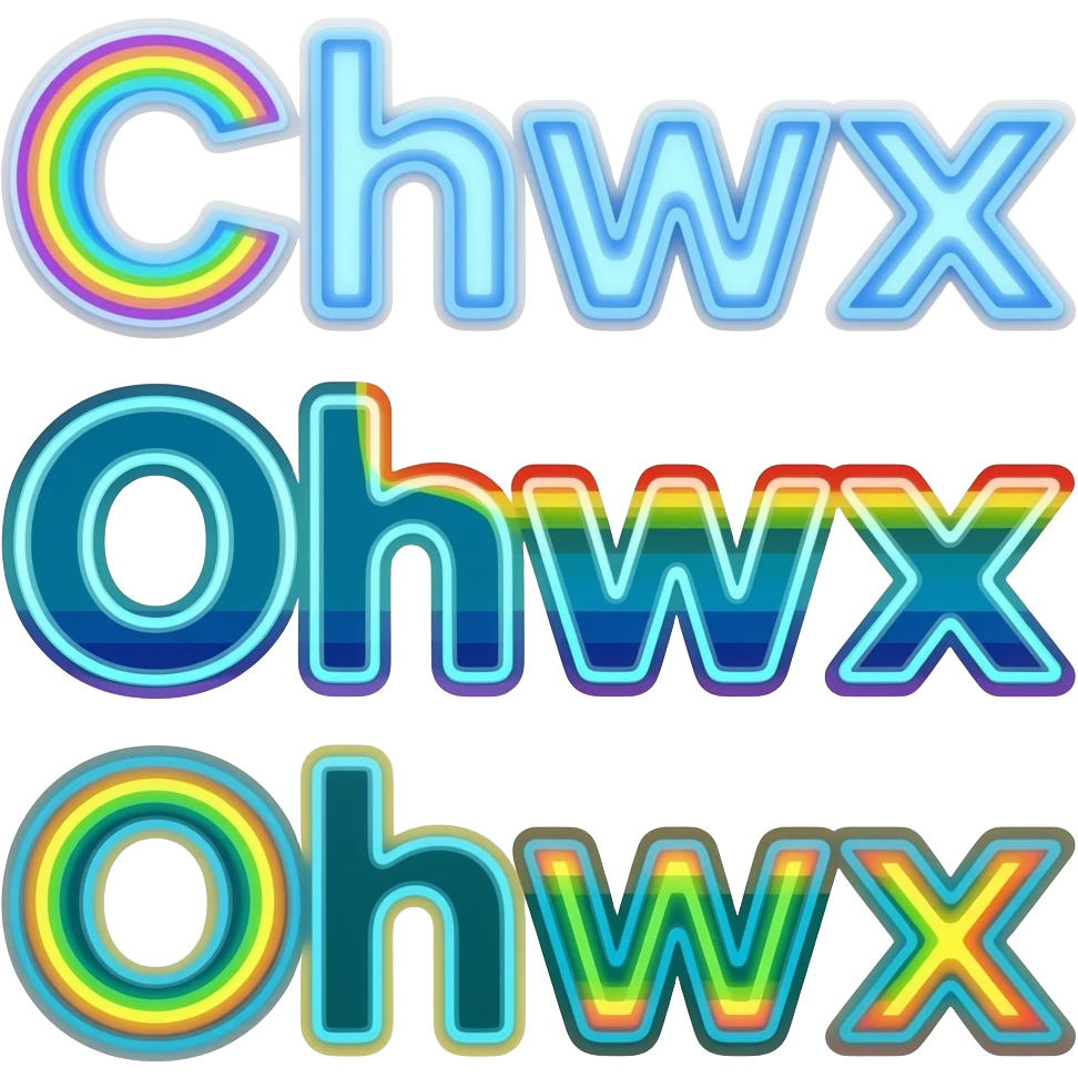 Canva in neon blue and deep teal  in 3d style with all colors of the rainbow as a border outlined around each letter, isolated, 3d rendering, no emoji icons no emoji faces and must have no human figures emoji