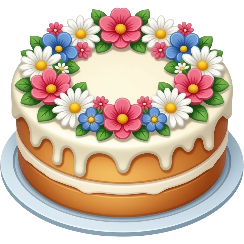 Birthday cake with flowers on it emoji
