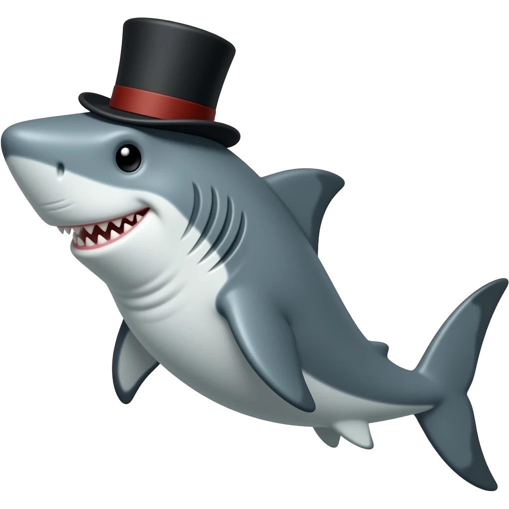 Shark with a top hat emoji