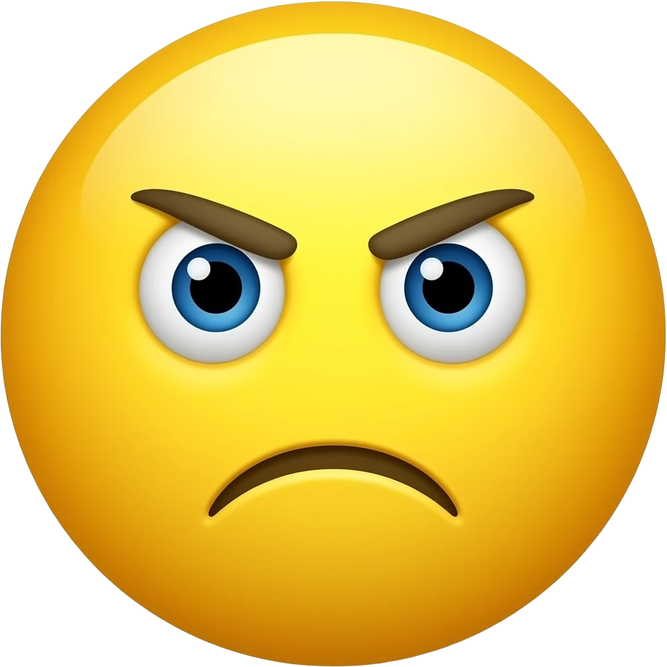 Yellow circle with no nose and eyebrows having a wavy mouth  which looks like the letter s sideways frowning looking confused emoji