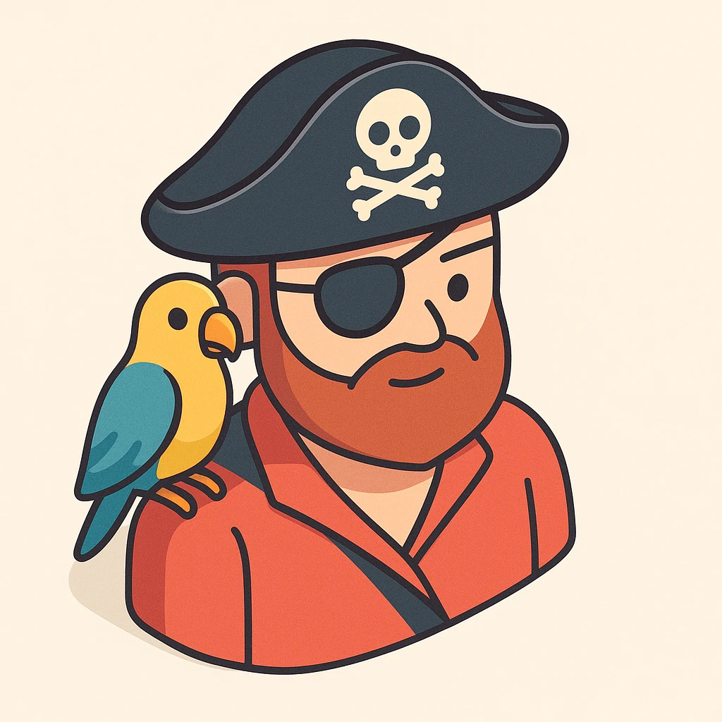 pirate with eye patch and parrot emoji