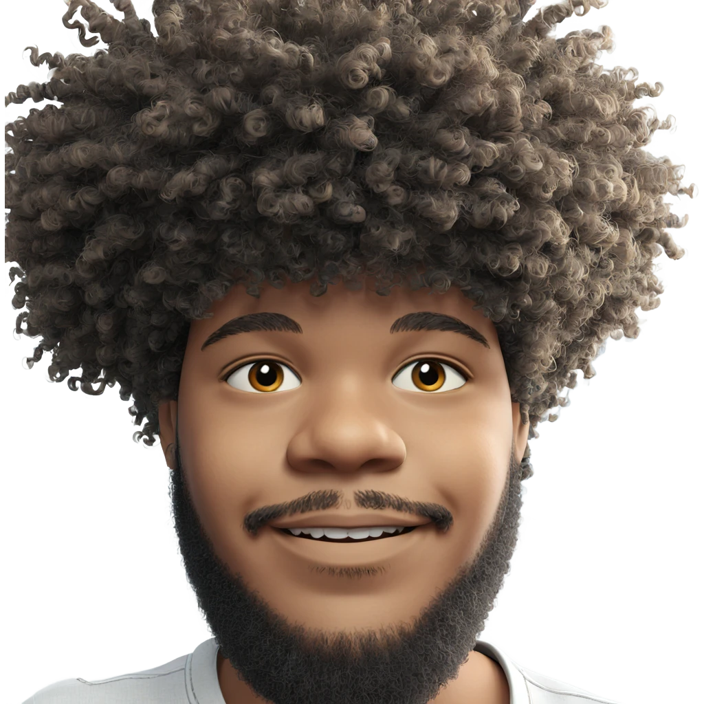 smiling boy with beard afro emoji