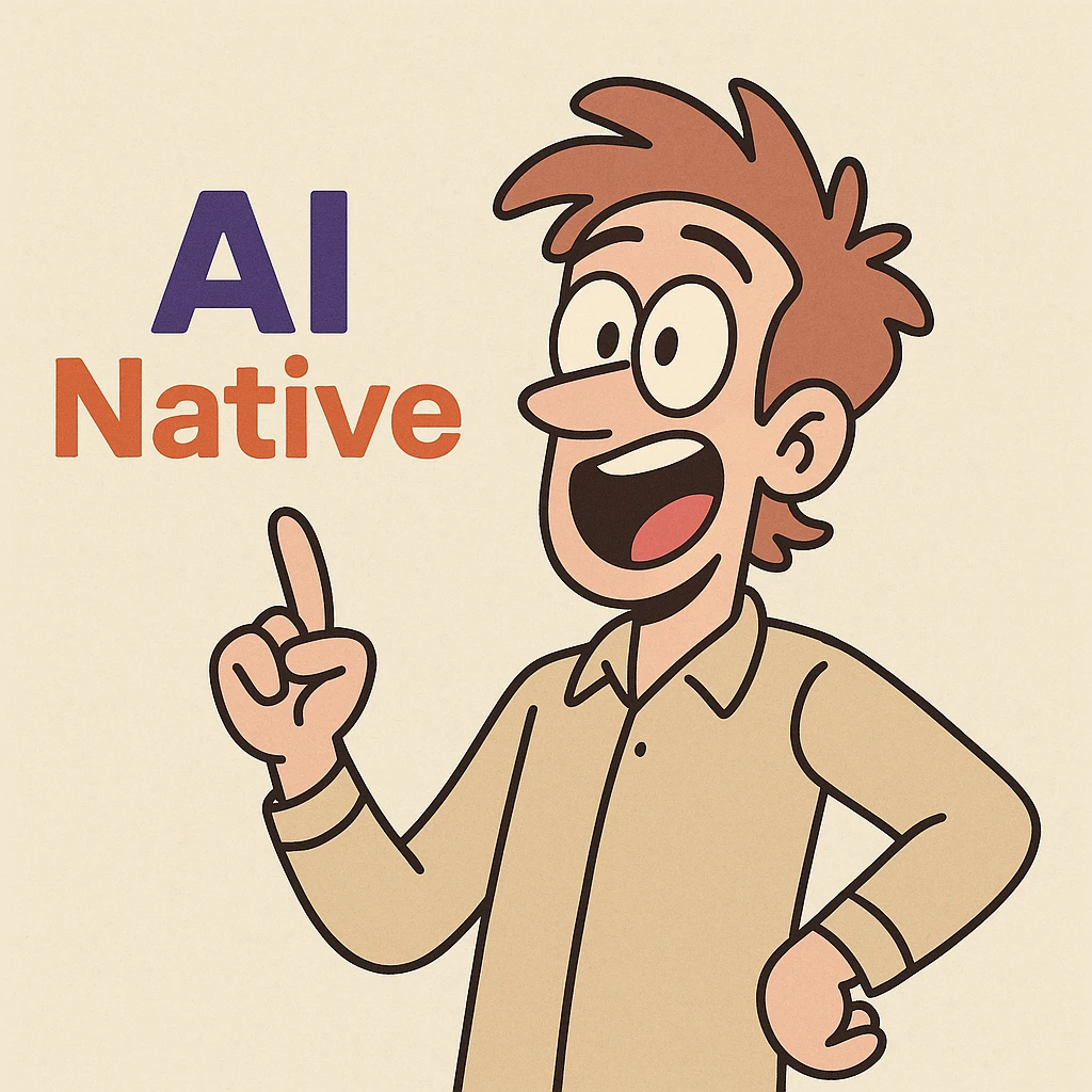 Minimalist Slack-like wordmark, 'AI Native' text only, bold colors, simple and recognizable, no icon, designed for a digital product emoji