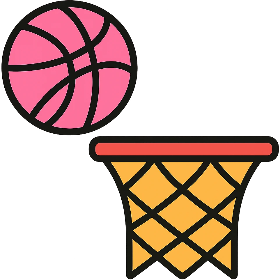 Change the netball to pink, keep the outlined icon style with the hoop, and maintain the transparent background. emoji
