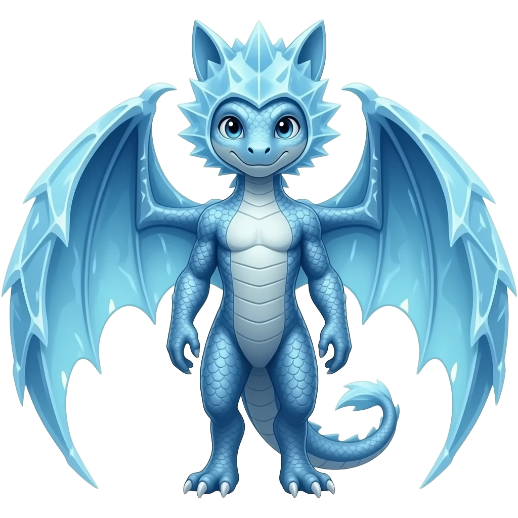 dragon that is ice and can shape shift into a fox hat has huge wings emoji