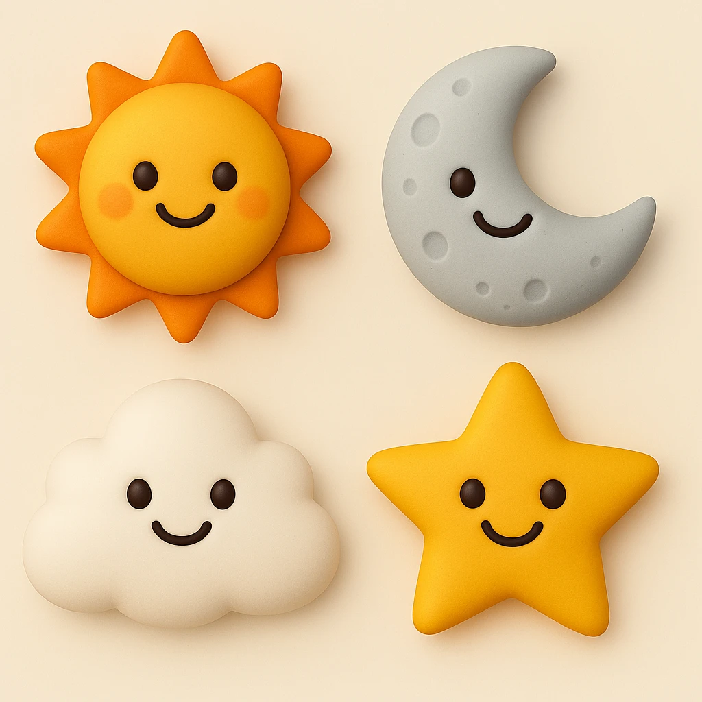 make four emojis in same style emoji