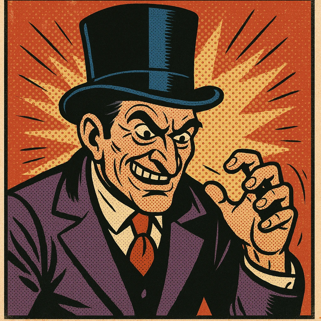 a classic villain with a top hat, old school comic book style emoji