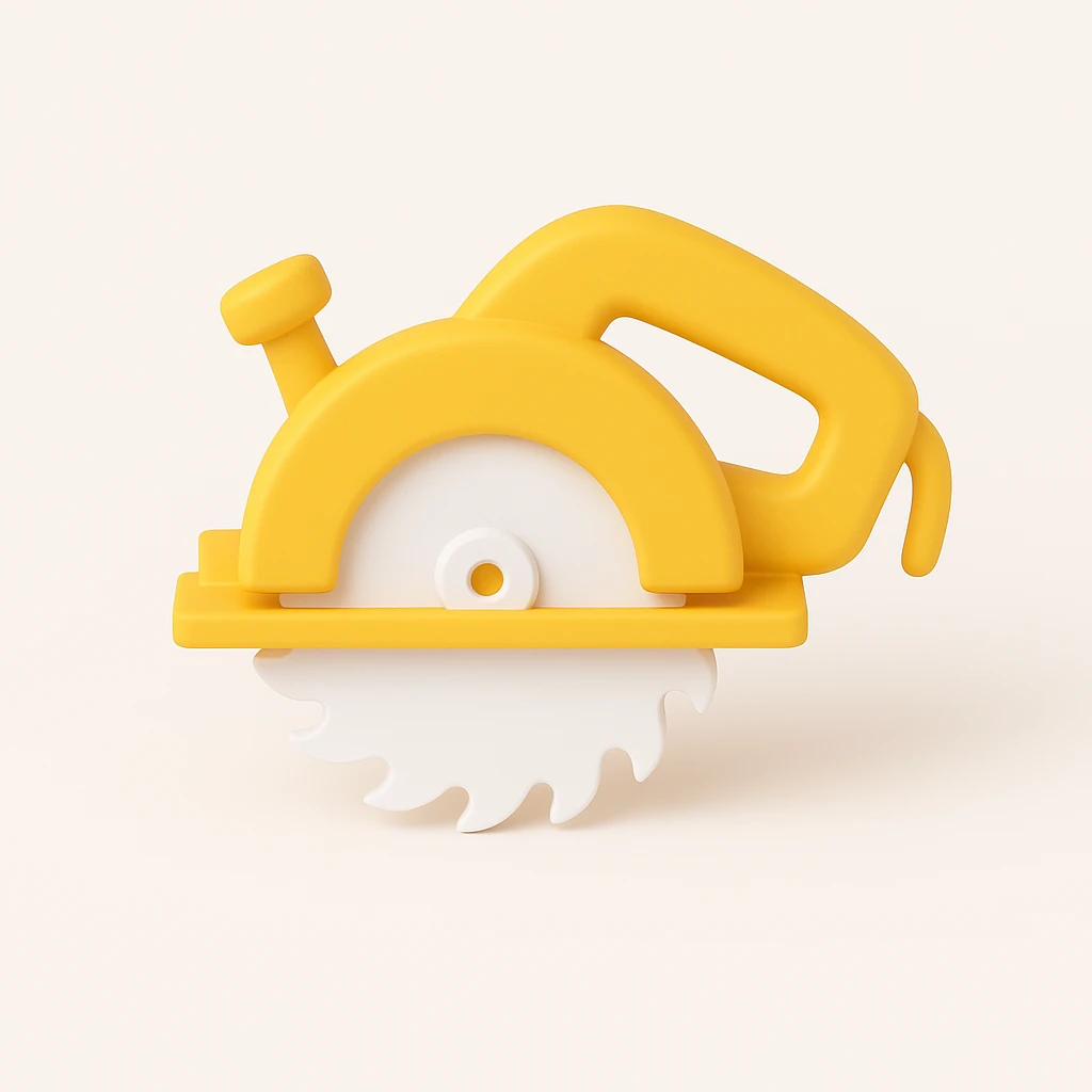 create 3d icon circular saw yellow and black matte texture emoji