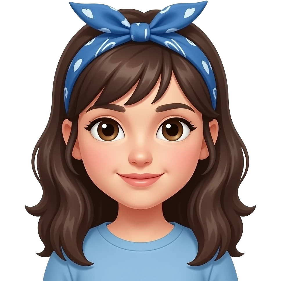 GIRL WEARING A BLUE BANDANA AROUND HER FOREHEAD emoji