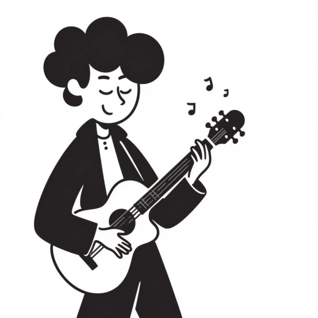 Person passionately playing musical instrument with emotion emoji