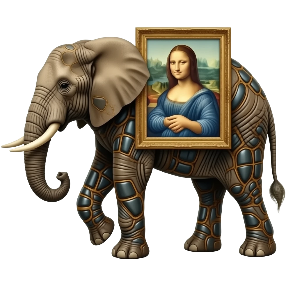 Surrealistic - the long-legged elephant of insects from Salvador Dali's paintings carries Botticelli's ethereal Venus on its back emoji