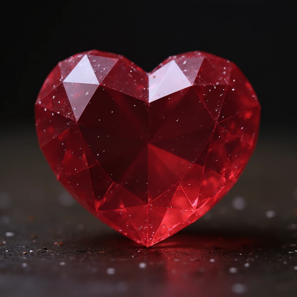 Remove the background, keep the photorealistic ruby gemstone heart with sparkles and faceted texture, make background transparent. emoji