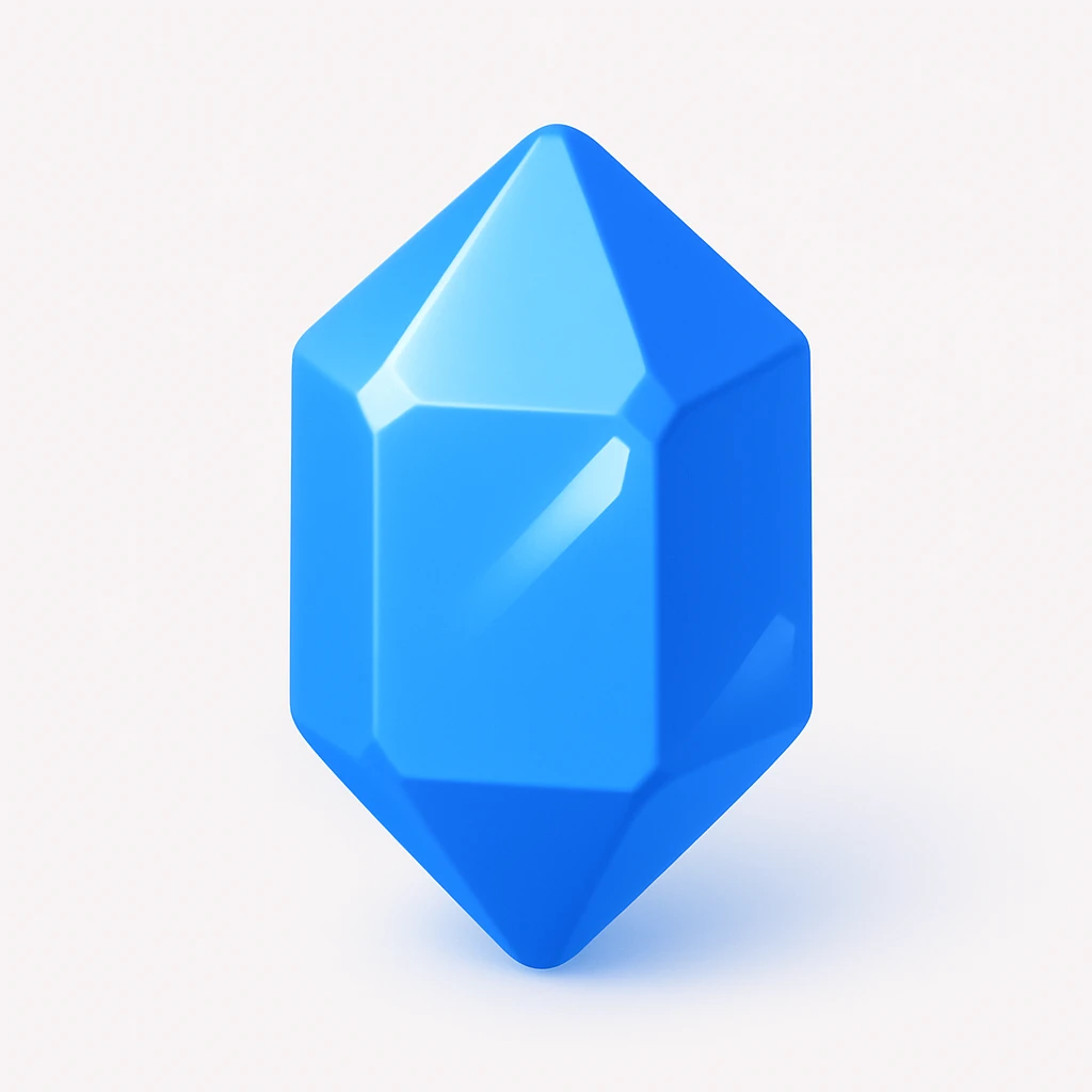 blue 3D crystal with facets emoji