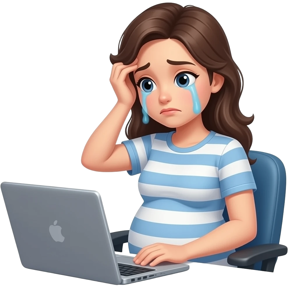 chica embarazada muy cansada trabajando emoji