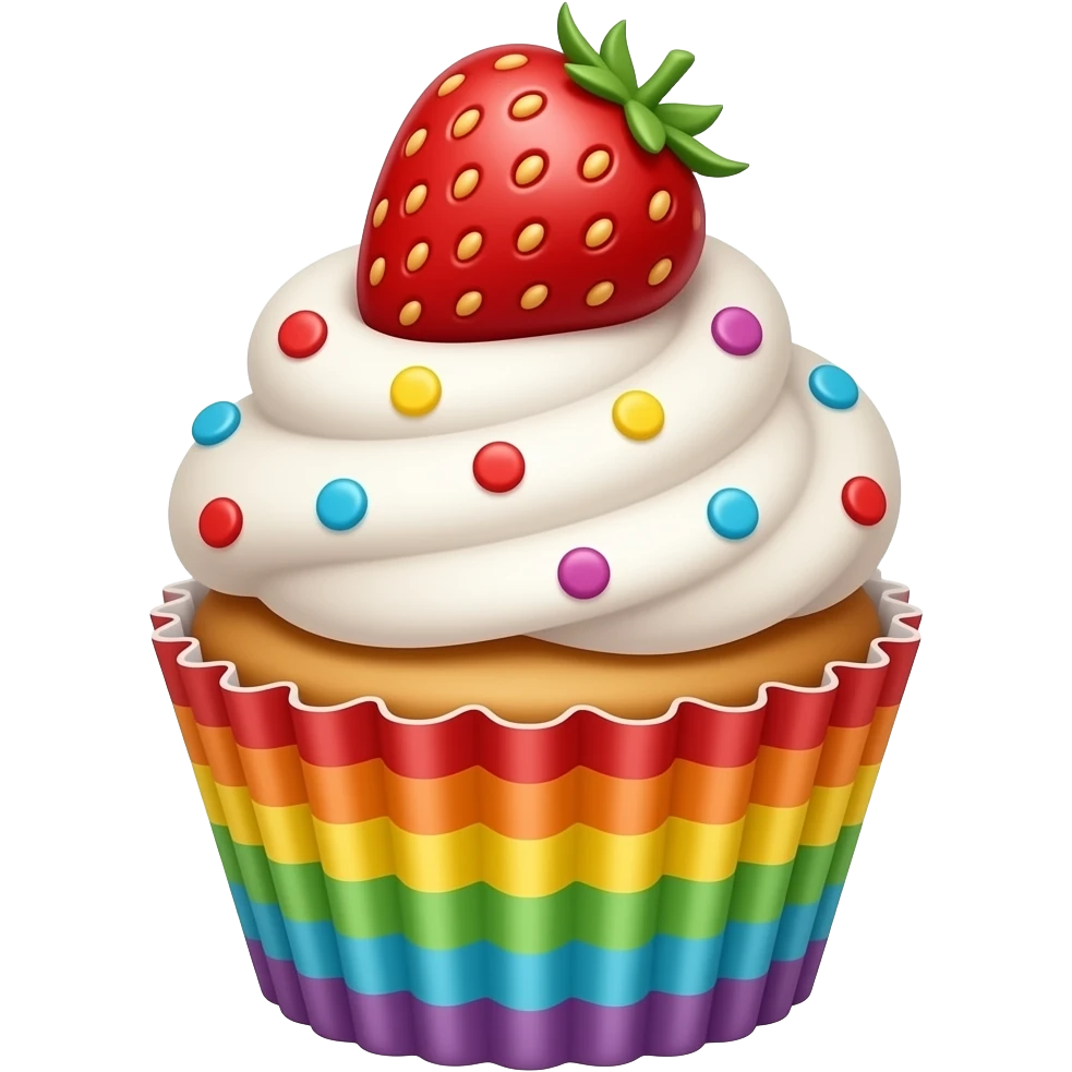Rainbow strawberry mixed cupcake emoji