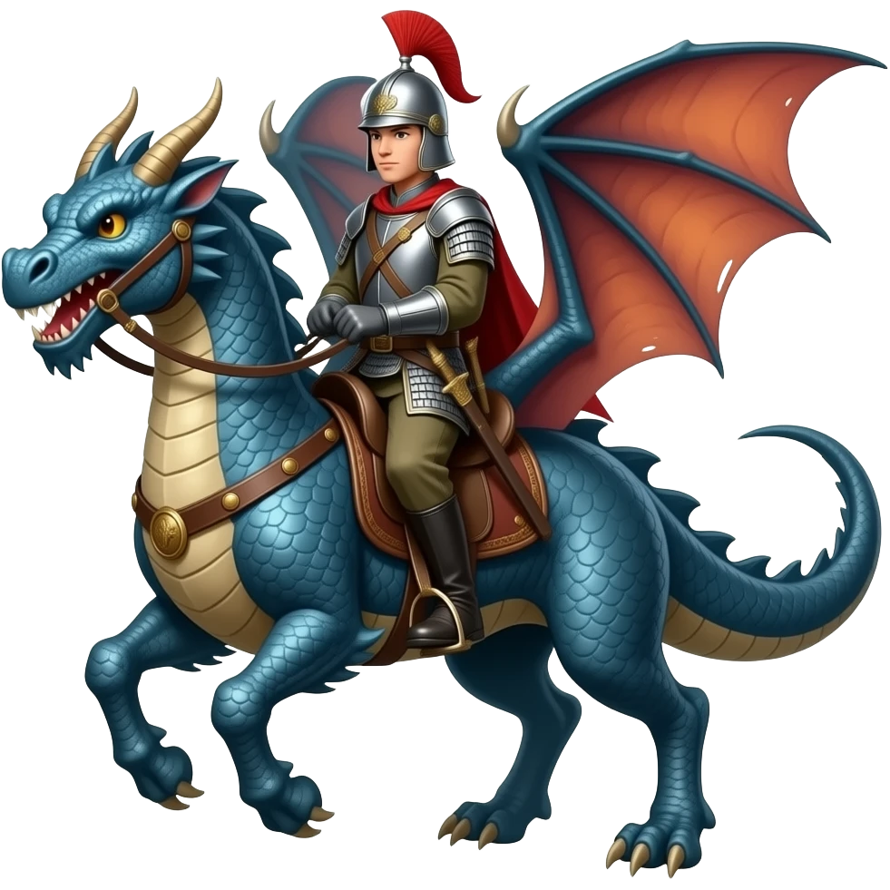 Can you make a soldier riding a dragon emoji
