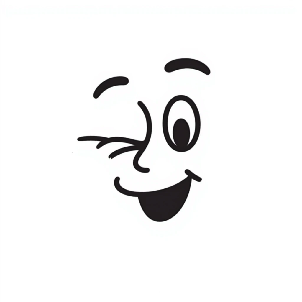 hand-drawn doodle of a squinting face with simple lines emoji
