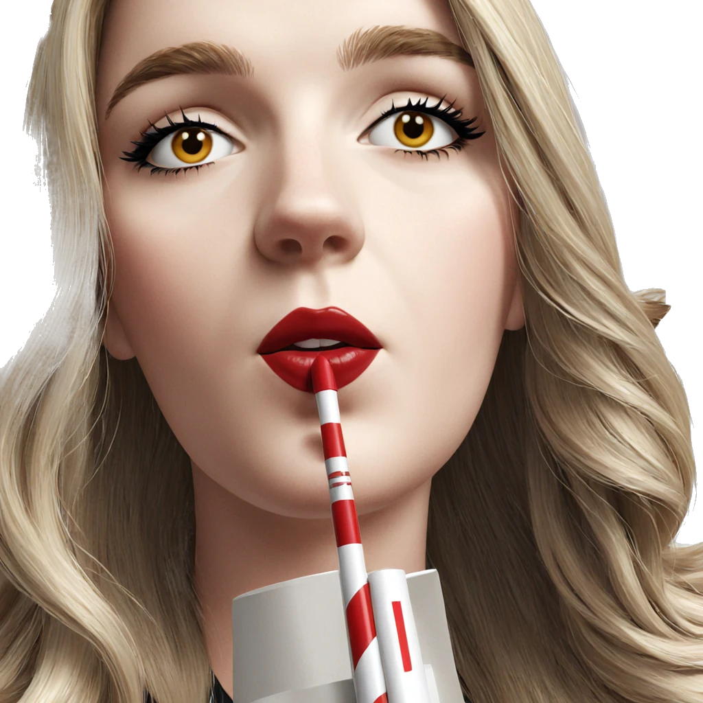 blonde girl with red lips emoji