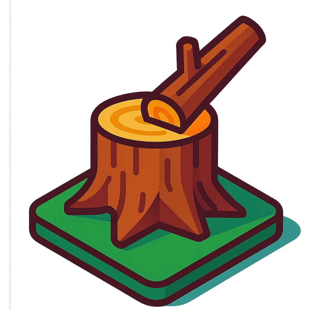 isometric partially cut down tree emoji
