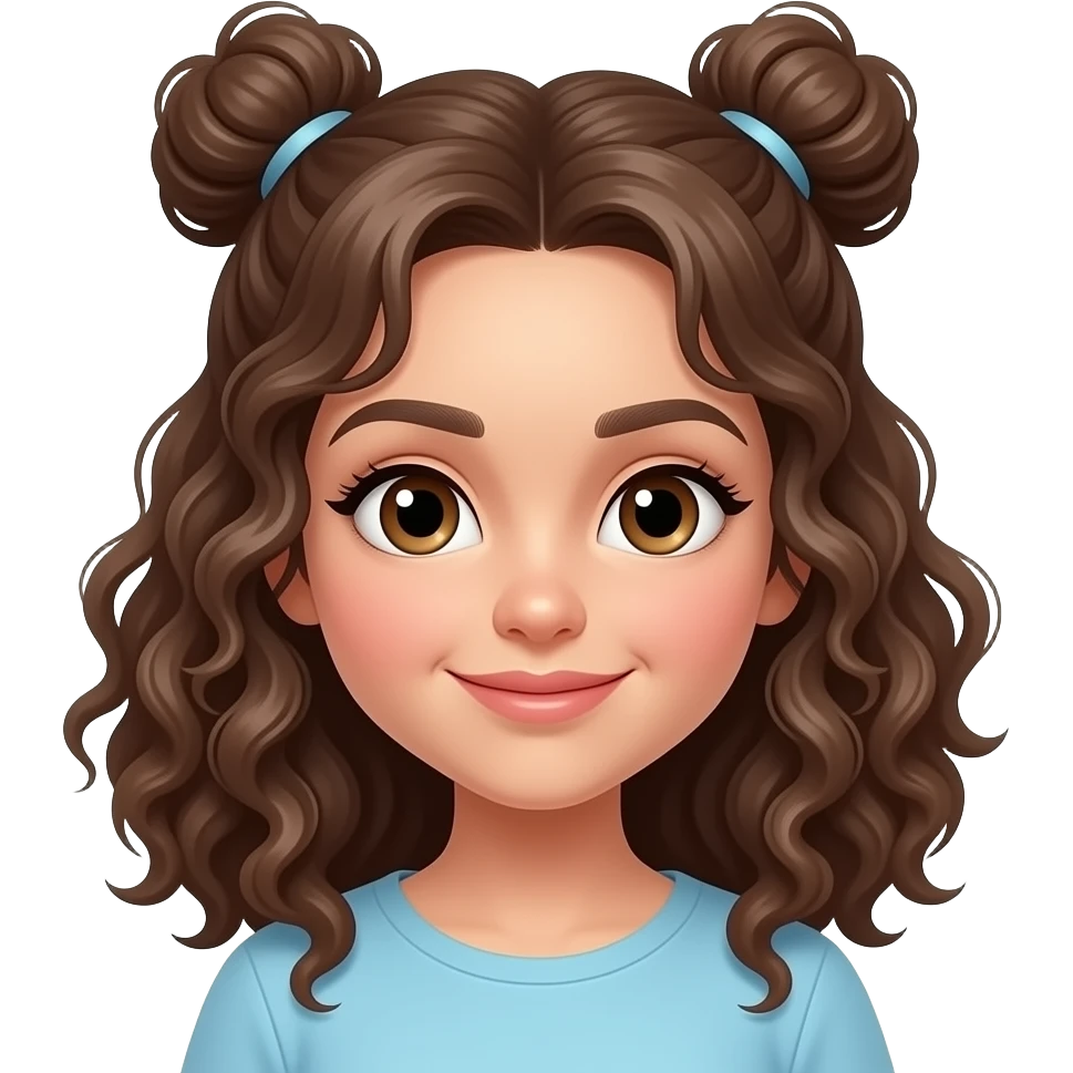 make me a emoji that is a girl with two buns and curly pieces emoji