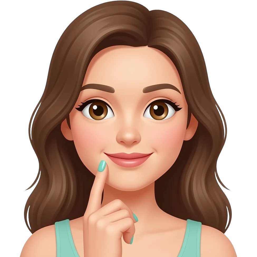 민트색 귀여운 네일 받은 귀여운 여자 emoji