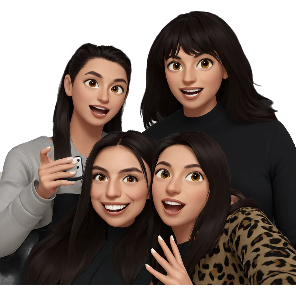 playful girls selfie moment emoji