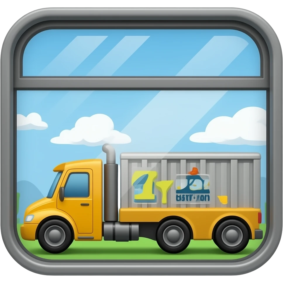 Cute cars and trucks on a train window emoji