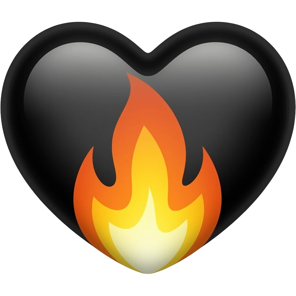 Corazón negro con fuego emoji