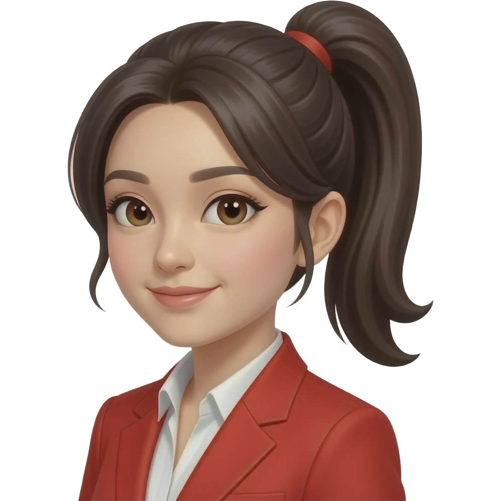 ponytail japanese women red suit emoji