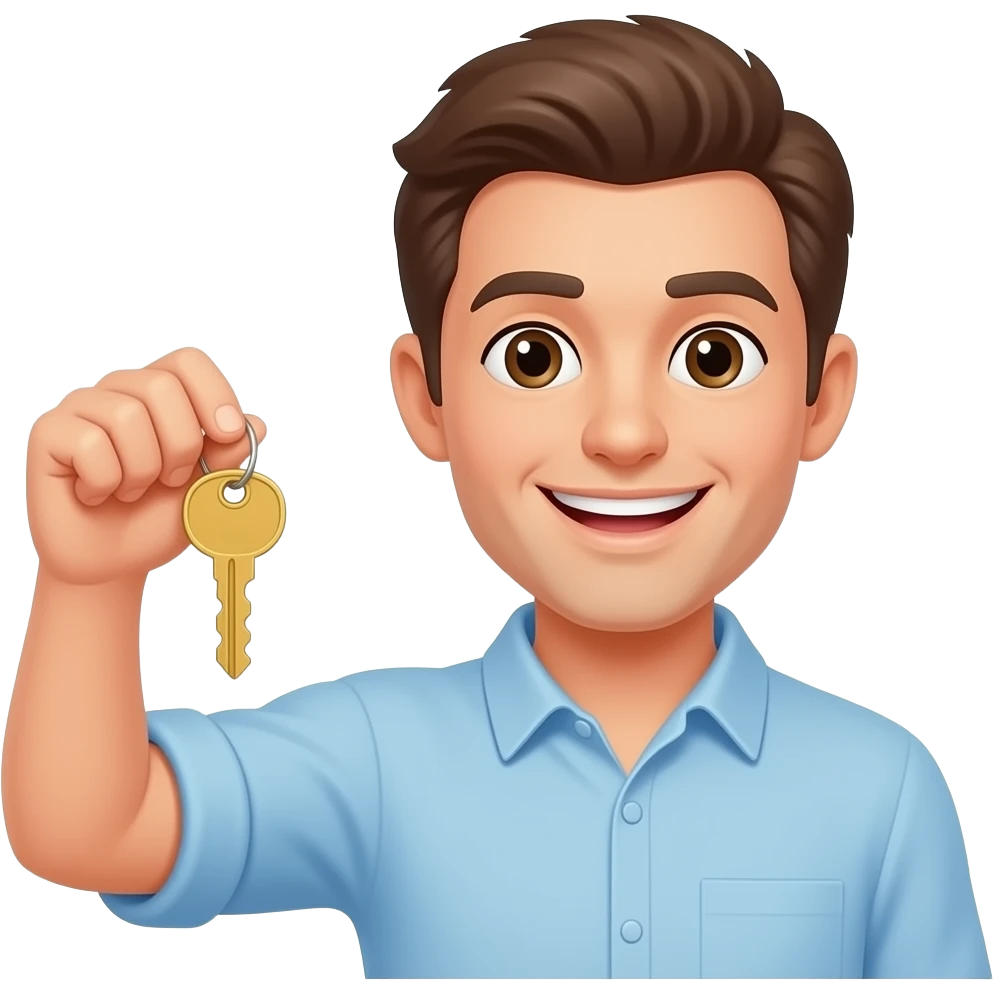 happy-first-time-home-buyer-holding-a-house-key emoji