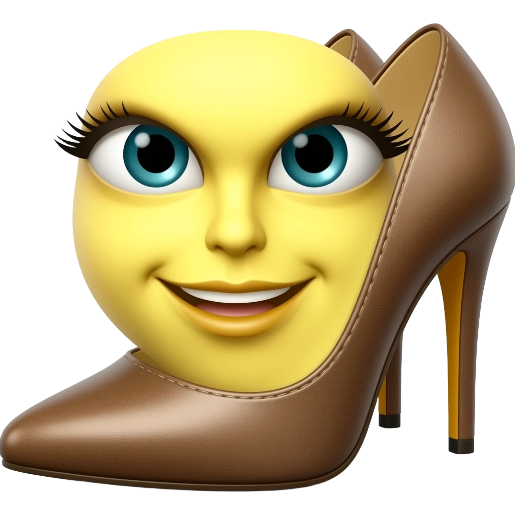 Sassy yellow emoji face with Louboutin heels emoji