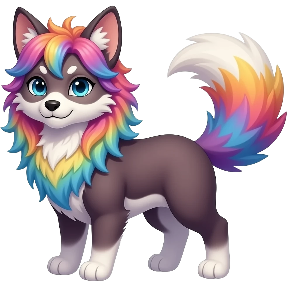 Exotic colorful badass elegant wild beautiful natural cute badass epic anthro modern furry sergal-vernid-creature, full body, colors-gradient pretty hair, aesthetic, art by LiLaiRa, art by art by Falvie emoji