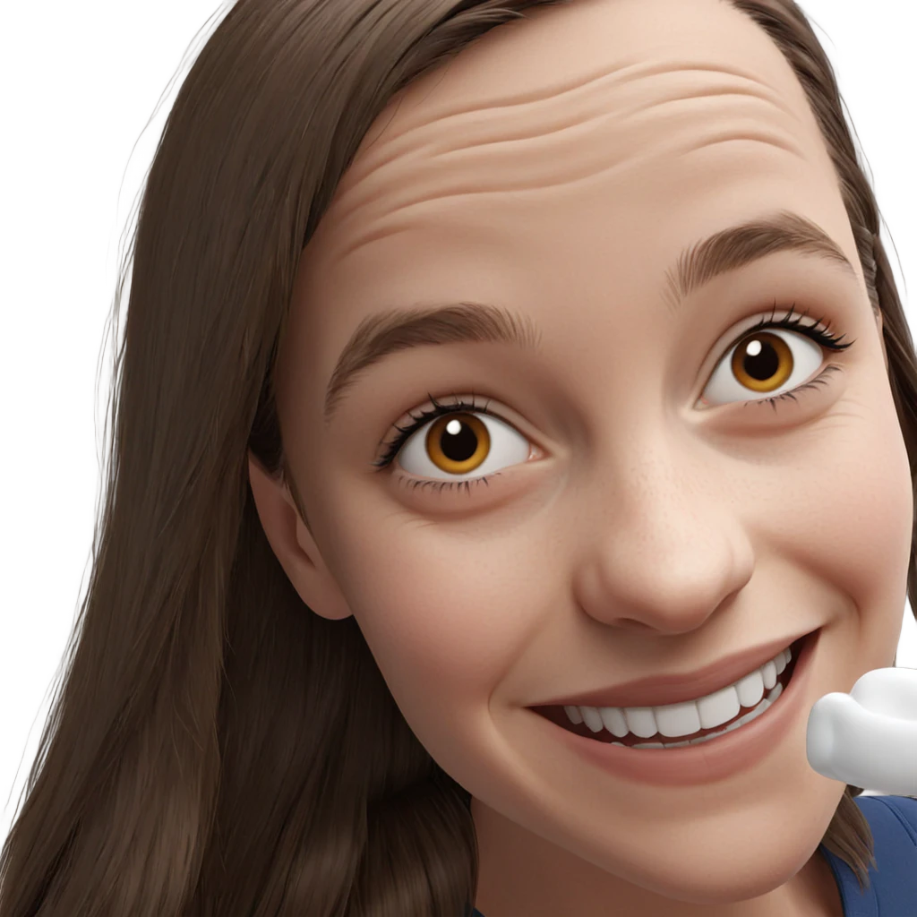 smiling girl portrait with brown hair emoji