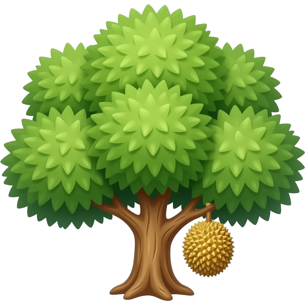 Durian tree emoji emphasize the fruit that still on the durian tree emoji