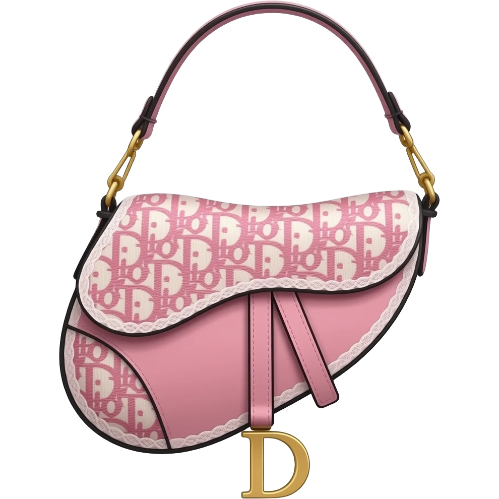 Pink Dior Oblique Embroidery and White Lace saddle bag emoji