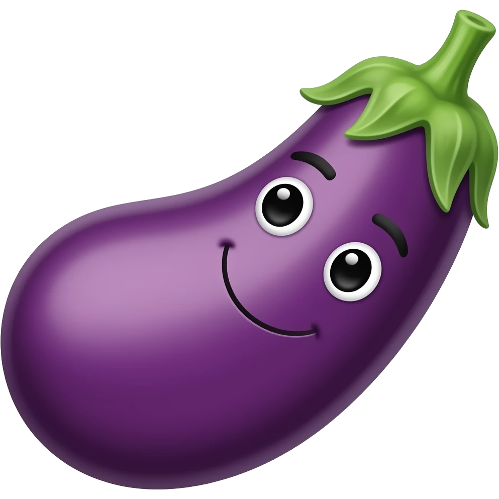 Eggplant with a face emoji