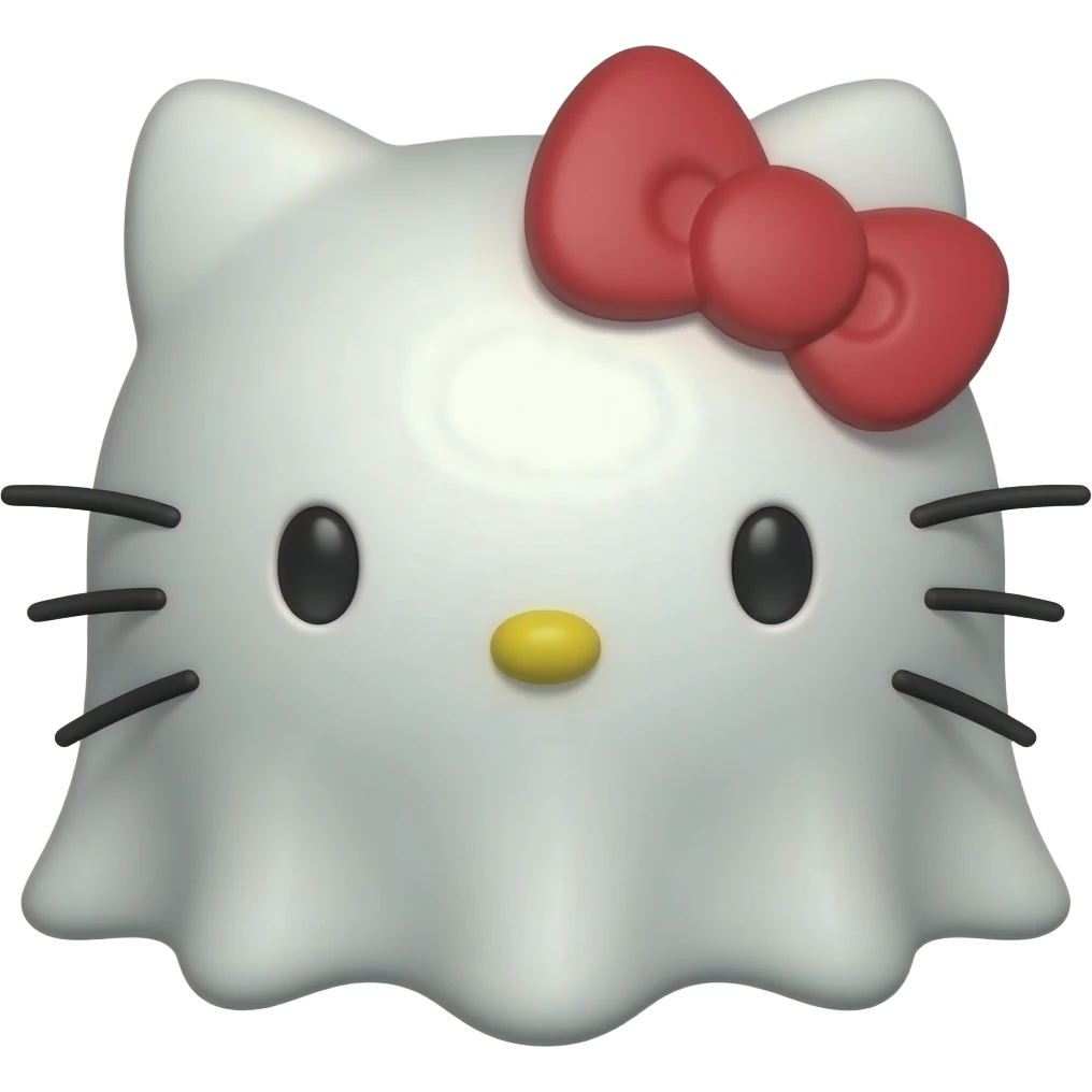 hello kitty face 3d ghost emoji