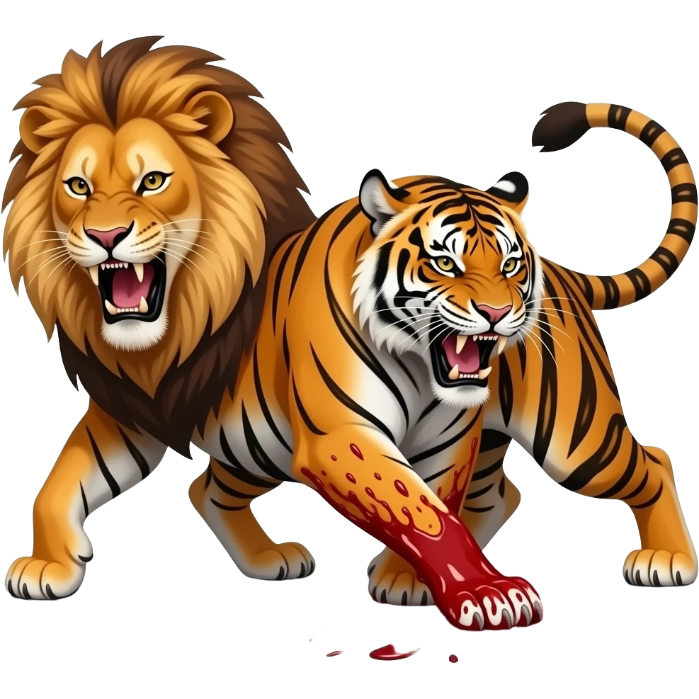 Tiger killing a lion blood included emoji