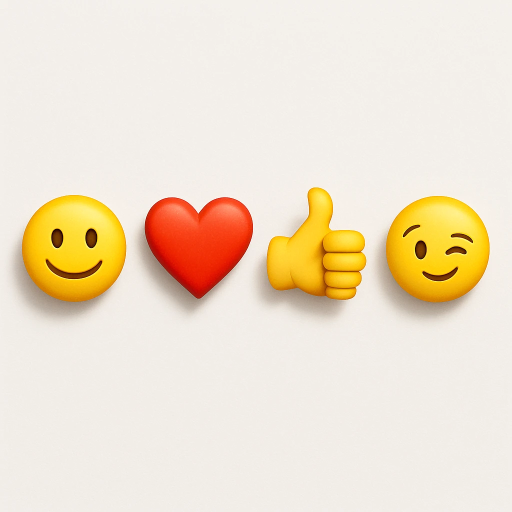 make four emojis on white background with good amount of shadow  emoji