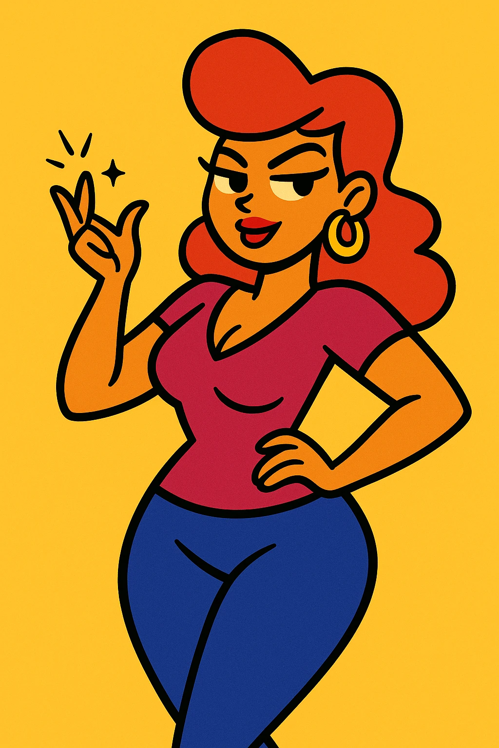 sassy woman snapping fingers, confident pose, cartoon style, vibrant colors emoji