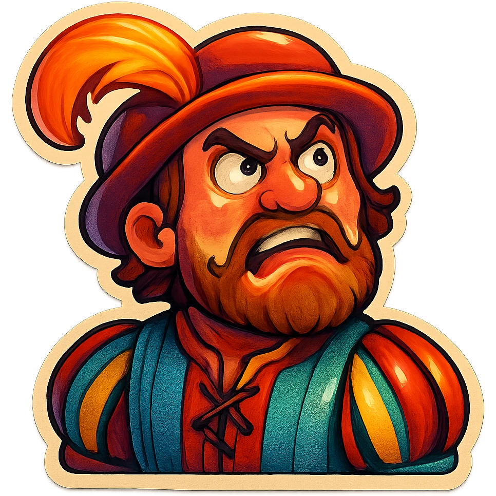 Angry Landsknecht looking up with one eyebrow raised emoji