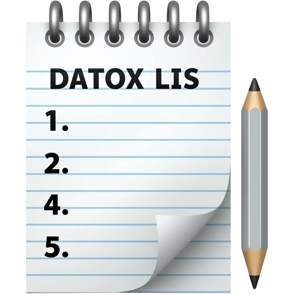 "to do" list of pencil and paper, with small pencil partially visible, bulleted list on white notebook paper, list filled out, numbered 1-5 emoji