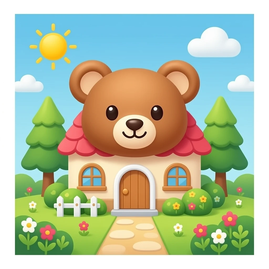 Uma casa muito bonita e fofa casa de ursinho fundo emoji