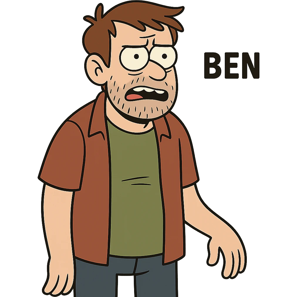 flat toon style ben as a character emoji