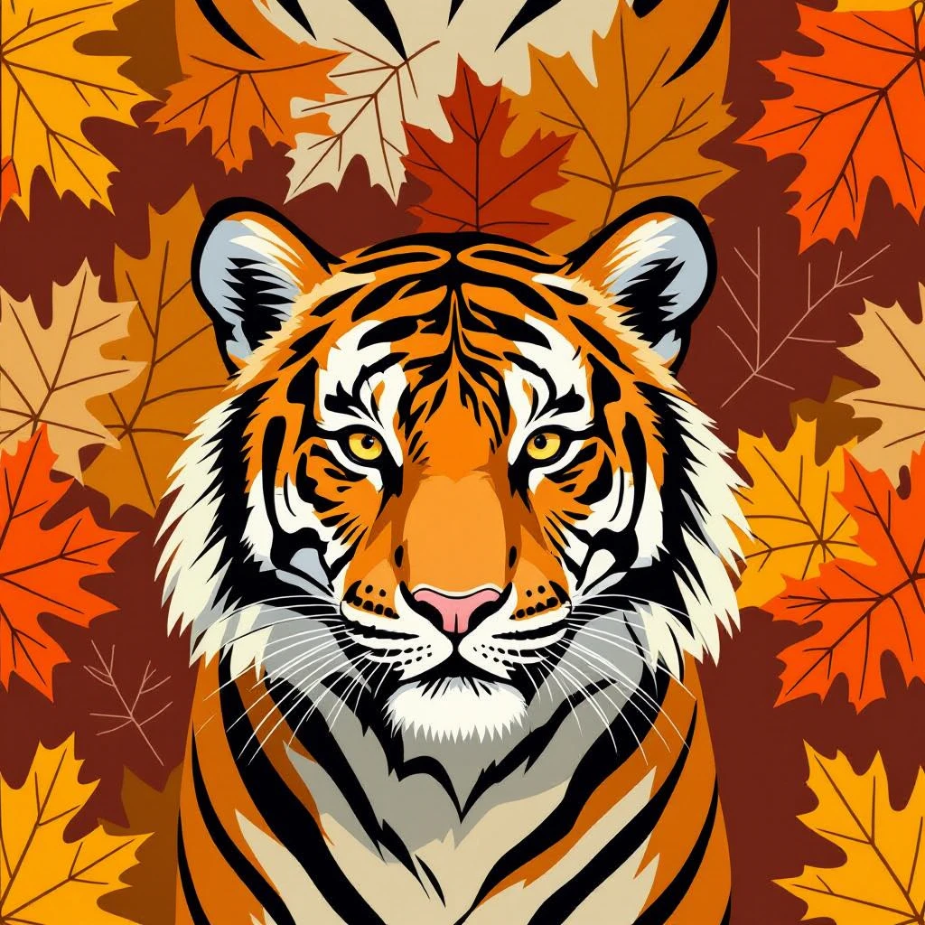 tiger print pattern in autumn colors, orange brown beige palette, abstract seamless texture, bold stylish background emoji